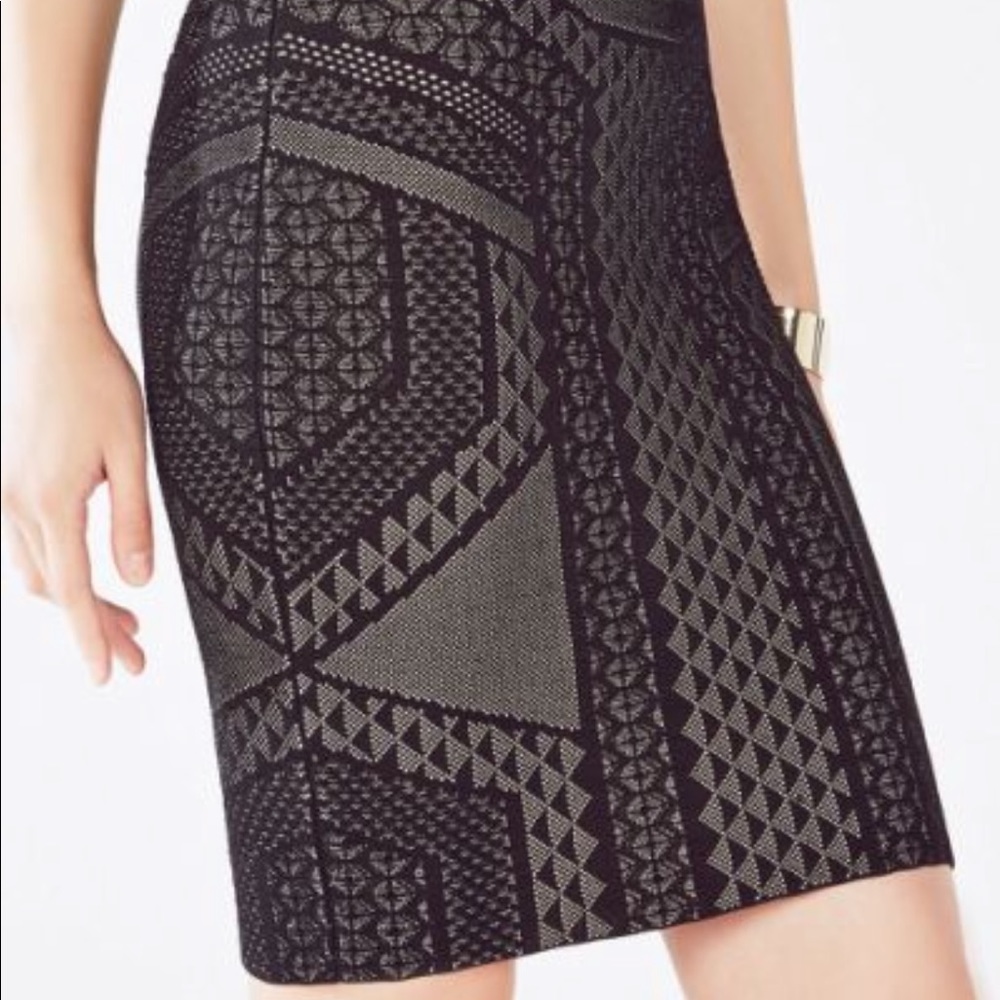 New NWT BCBG Josa Skirt Black Comb Bandage